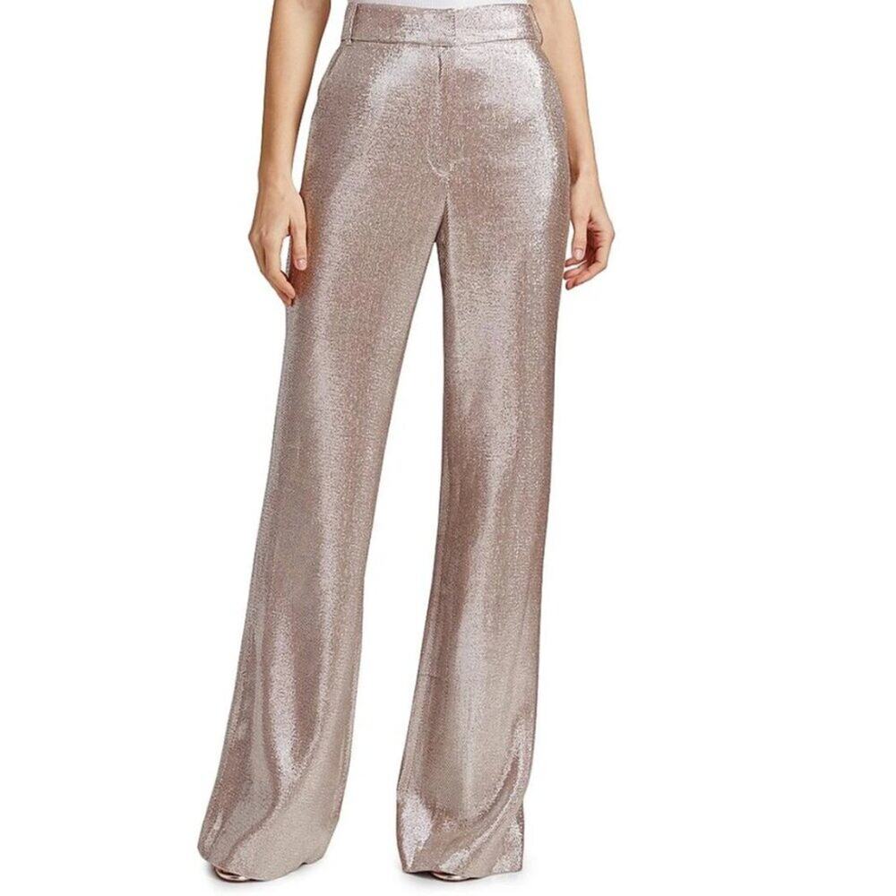 NWT Toccin Gaia Metallic Rose Flared Pants Size 6